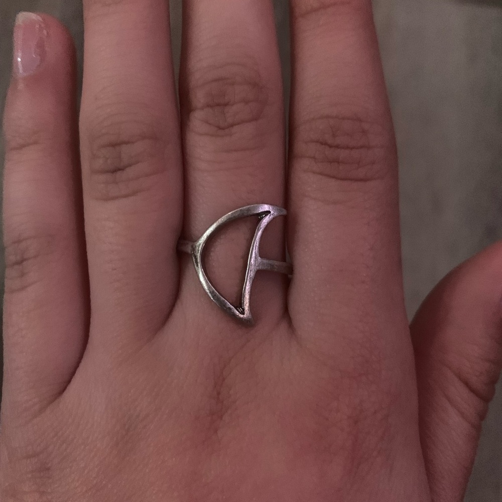 Silver moon ring